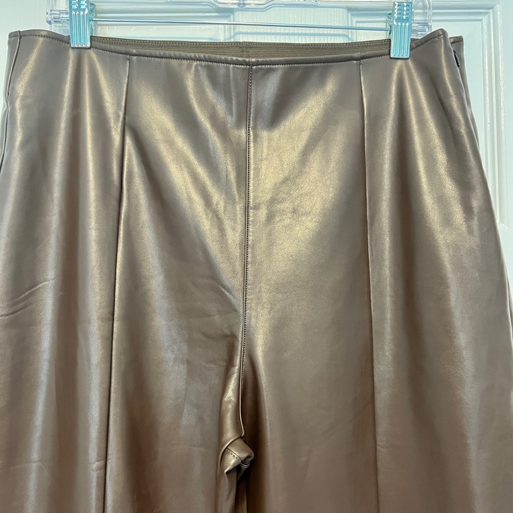 Abercrombie & Fitch Vegan Leather Pants - Brown Flare - Picture 3 of 11